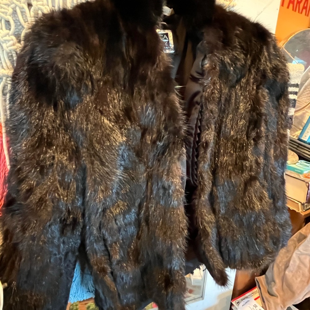 Saga mink fur coat Teddy Jacket womens medium real lustrous rich classic stole